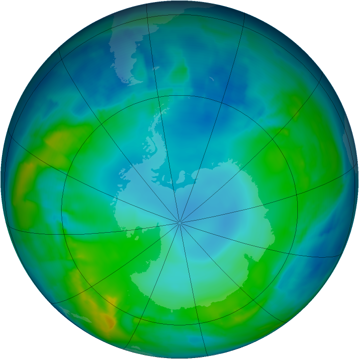 Antarctic ozone map for 14 May 2015